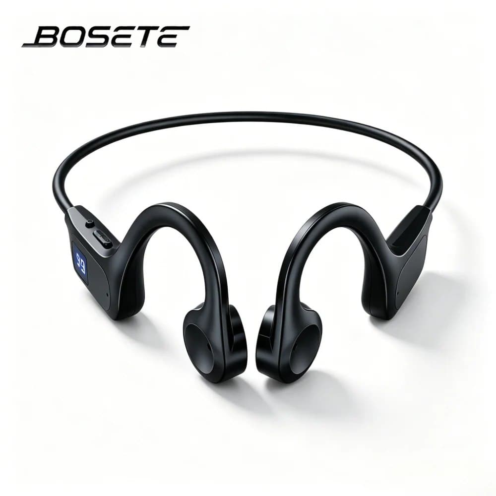 Оригинальные беспроводные наушники Bosete с костной проводимостью, Bluetooth 5.3, водонепроницаемые, с креплением на ухо, спортивные, с микрофоном