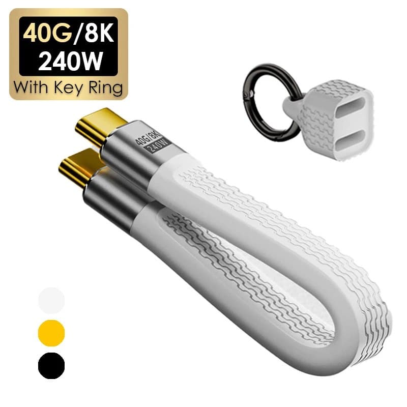 НОВЫЙ 40 Гбит/с 8K при 60 Гц PD 240 Вт USB4 Тип C к C Короткий кабель для электронного маркера Зарядка видео и передачи данных 3 в 1 с брелоком для MacBook Power Bank