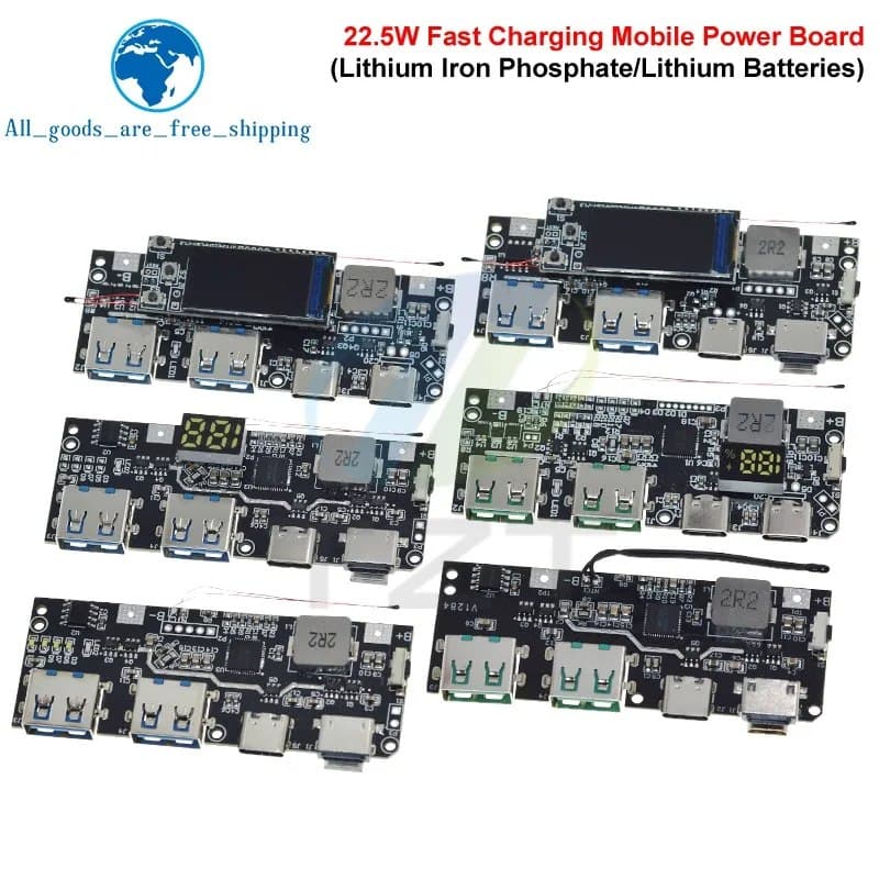 1/3 шт. QC4.0 QC3.0 светодиодный двойной USB 5 В 4,5 А 22,5 Вт Micro/Type-C USB мобильный аккумулятор 18650 зарядный модуль защита от температуры