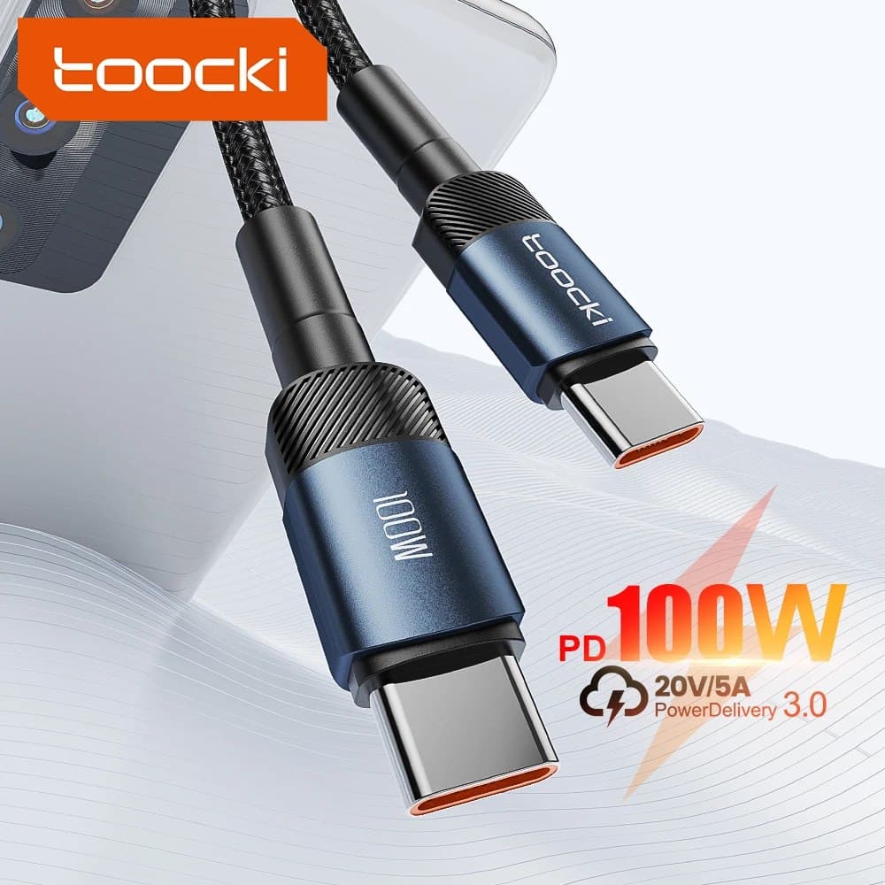 Toocki 100 Вт USB Type C to Type C Кабель с быстрой зарядкой для Huawei Xiaomi Poco Samsung POCO Android Телефон USB C Кабель для зарядного устройства