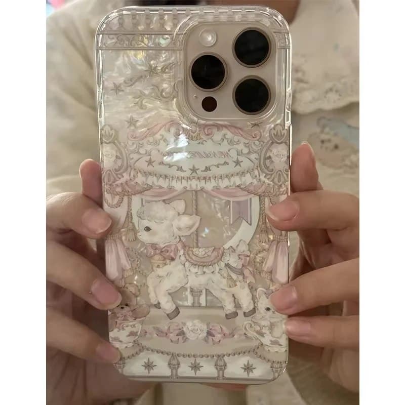 Милый, мечтательный чехол-карусель с блеском для iPhone 17 Pro Max 16 15 Plus 14 13 12 11 Y2K, противоударный, элегантный, стильный, мягкий чехол