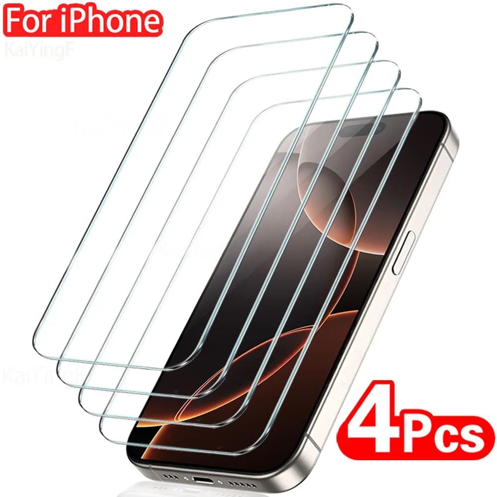 4 шт., закаленное стекло с полным покрытием для iPhone 17 16 15 14 13 12 11 Pro Max, мини-защитная пленка для экрана для iPhone 7 8 Plus X XS XR Glass