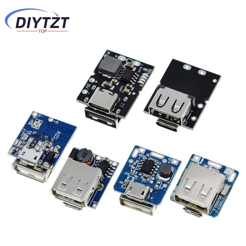 DIYTZT USB-C/Micro USB 5 В 1 А 2 А 3,1 А Мобильный Power Bank Повышающий преобразователь материнской платы Модуль питания с обратной защитой