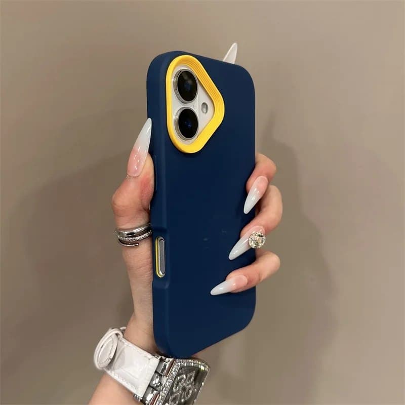 Синий чехол для телефона с контрастной рамкой, подходящий для iPhone 11, 12, 13, 14, 15, 16 Pro Max 7/8 Plus, защитный чехол от падения