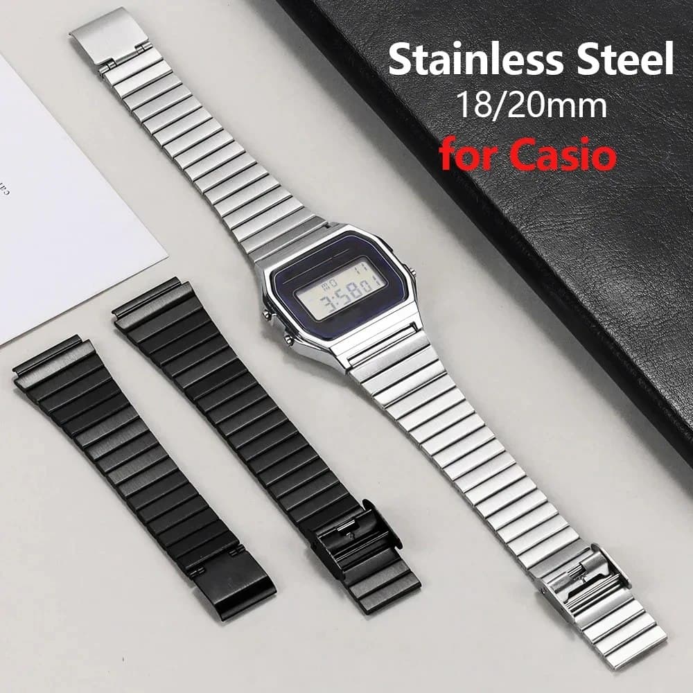 Винтажный металлический ремешок для часов Casio SGW400 F91W F84 F105/108/A158/168 AE1200/1300, высококачественный браслет из нержавеющей стали 18 мм